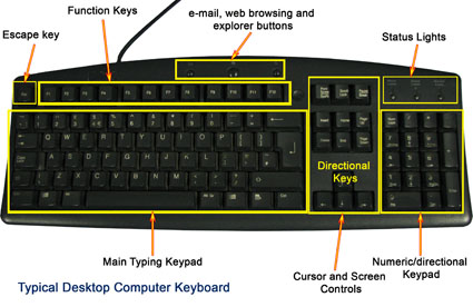 Image result for parts of computer keyboard and their functions