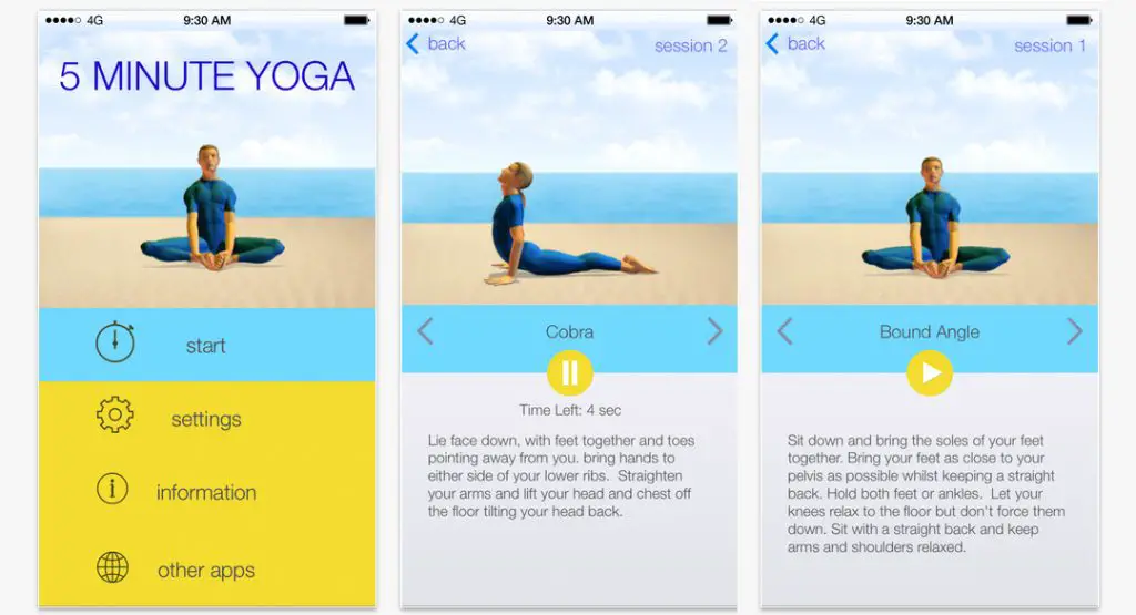 تطبيقات اليوغا 5 mintues of yoga